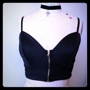 SOLD! Arden B Zip-up Bustier Crop Top NWT